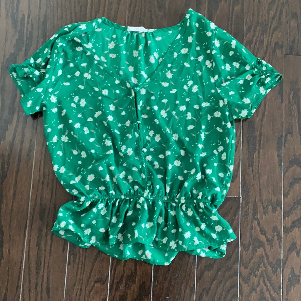 Sienna Sky juniors XS green floral peplum blouse